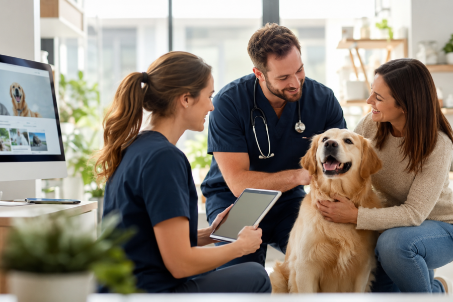 Warm Veterinary Team Treating Dog